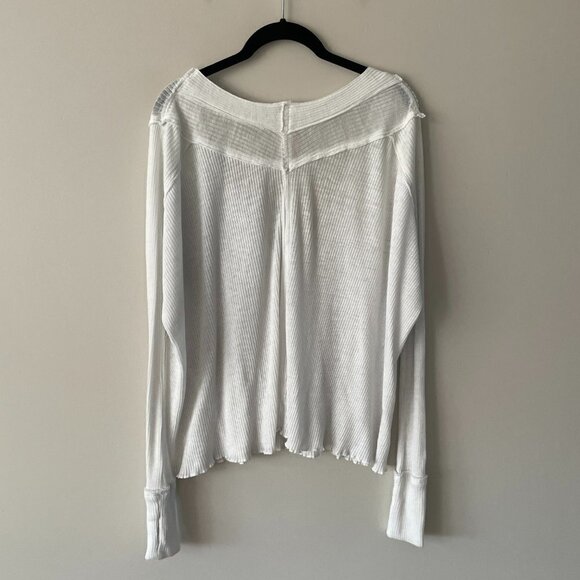 We The Free Ocean View V-neck Tee Long Sleeve Sheer Pullover Casual White XS - Picture 2 of 7